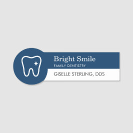 Modern Dentist Tooth Logo Navy Blue Office 名札
