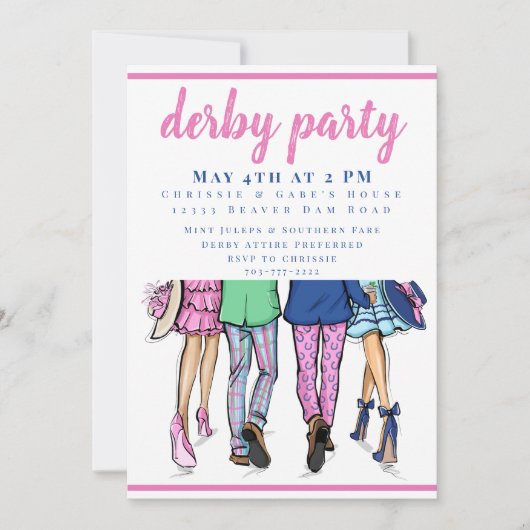 Modern Derby Couples Race Day Party Chic 招待状 (正面)