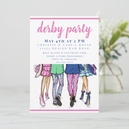 Modern Derby Couples Race Day Party Chic 招待状 (スタンド正面)
