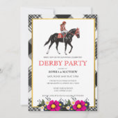 Modern Derby Party Invitation Horse Racing 招待状 (正面)