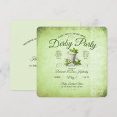 Modern Derby Party Watercolor Mint Julep Elegant 招待状 (正面/裏面)
