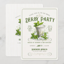 Modern Derby Party Watercolor Mint Julep Elegant