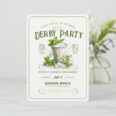 Modern Derby Party Watercolor Mint Julep Elegant 招待状 (スタンド正面)