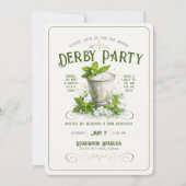 Modern Derby Party Watercolor Mint Julep Elegant 招待状 (正面)