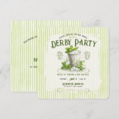 Modern Derby Party Watercolor Mint Julep Elegant 招待状 (正面/裏面)