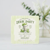 Modern Derby Party Watercolor Mint Julep Elegant 招待状 (スタンド正面)