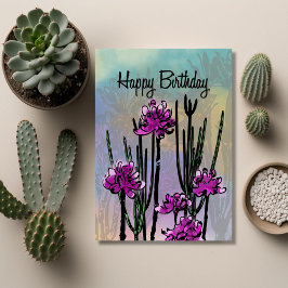 Modern Desert Bloom Floral Birthday カード