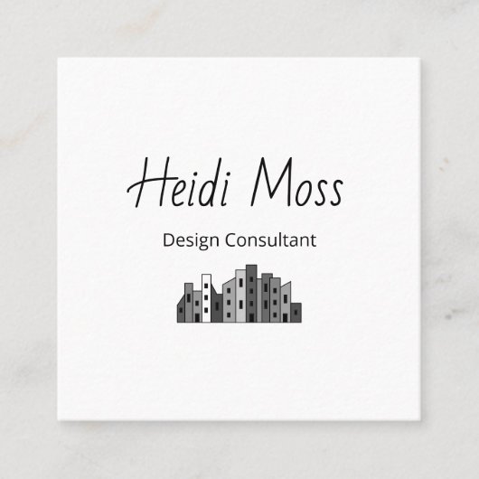 Modern Design Consultant QR code Black White スクエア名刺 (正面)