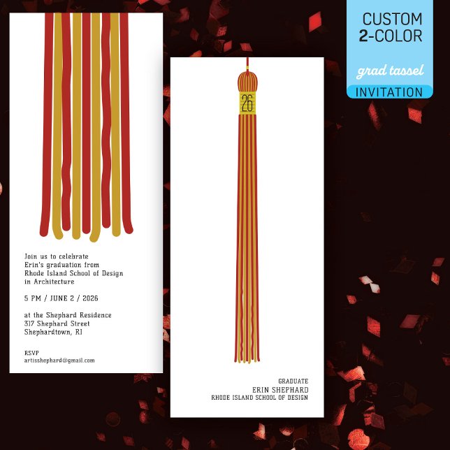 Modern Design Graduation Invitation 2 color Tassel (クリエイターアップロード済み)