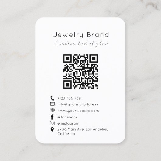 Modern Designer Jewelry Brand QR Code Card 名刺 (裏面)