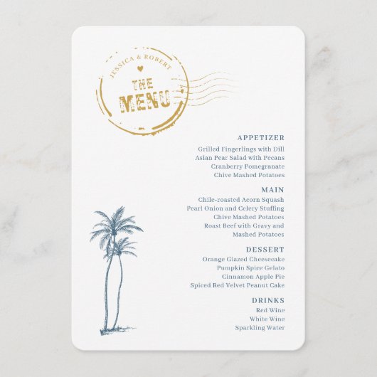 Modern Destination Wedding Menu Card メニュー (正面)