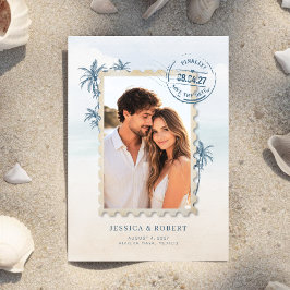 Modern Destination Wedding Photo Save The Date 招待状