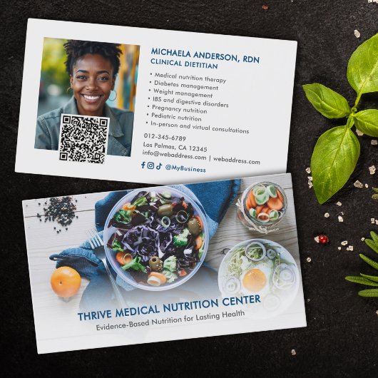 Modern Dietitian/Nutritionist QR Code Social Media 名刺