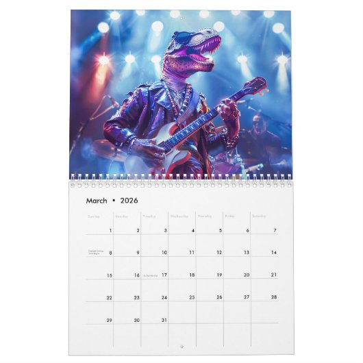 Modern Dino Days – A Year of Prehistoric Whimsy カレンダー (3月 2026)