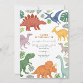 Modern Dinosaur Boy Birthday Party 招待状 (正面)