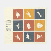 Modern Dinosaur Icon Grid フリースブランケット (正面(横))