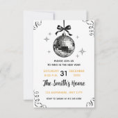 Modern Disco Ball New Year’s Eve Party  招待状 (正面)