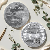 Modern Disco Ball QR Code Full Moon Wedding 招待状