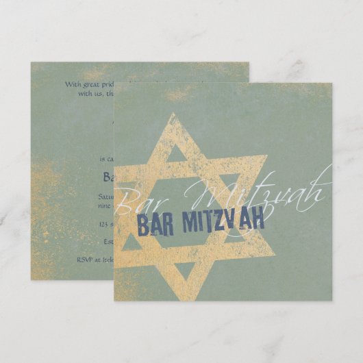 Modern Distressed - Bar Mitzvah Invitation 招待状 (正面/裏面)
