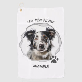 Modern Dog Best Mom Photo ゴルフタオル