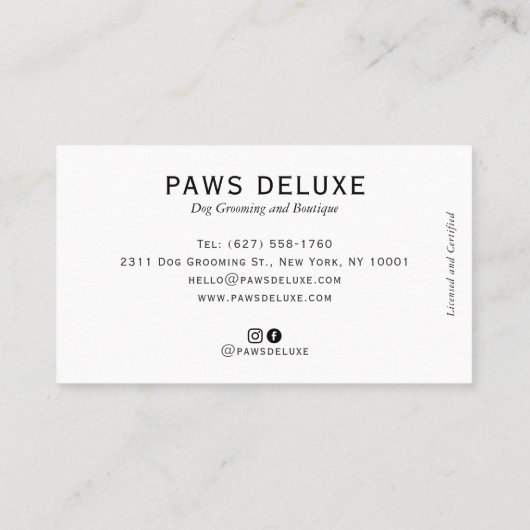 Modern Dog Grooming Silhouette Logo 名刺 (裏面)