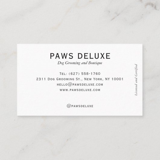 Modern Dog Grooming Silhouette Logo | Charcoal 名刺 (裏面)