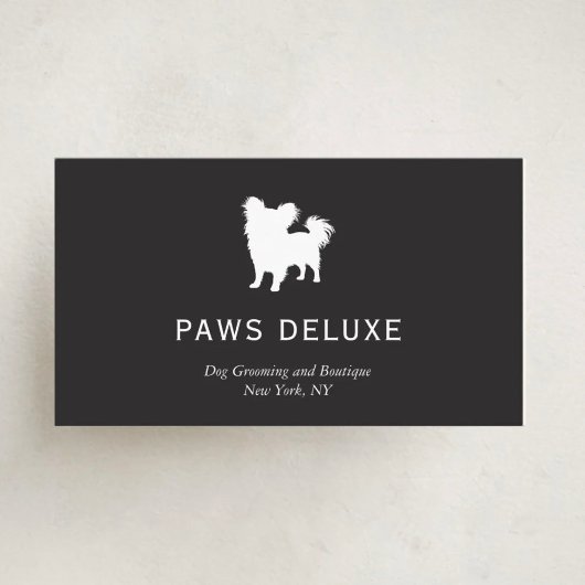 Modern Dog Grooming Silhouette Logo | Charcoal 名刺