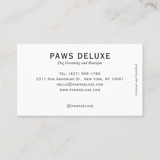 Modern Dog Grooming Silhouette Logo | Red 名刺 (裏面)