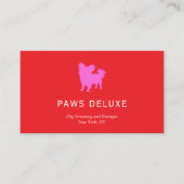 Modern Dog Grooming Silhouette Logo | Red 名刺 (正面)