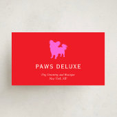 Modern Dog Grooming Silhouette Logo | Red 名刺