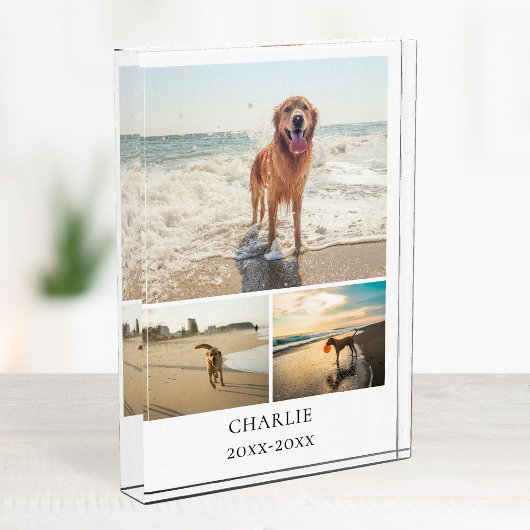 Modern Dog Keepsake Cute Personalized Pet Collage フォトブロック