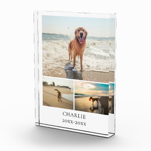 Modern Dog Keepsake Cute Personalized Pet Collage フォトブロック (右)