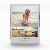 Modern Dog Keepsake Gray Personalized Pet Collage フォトブロック (正面)