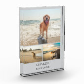 Modern Dog Keepsake Gray Personalized Pet Collage フォトブロック (左)