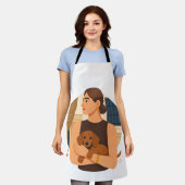 Modern Dog Mom Aesthetic With Cute Puppy エプロン (着用した状態)