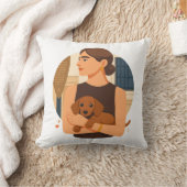 Modern Dog Mom Aesthetic With Cute Puppy クッション (ブランケット)