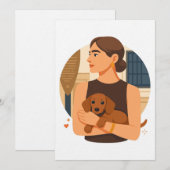 Modern Dog Mom Aesthetic With Cute Puppy 招待状 (正面/裏面)