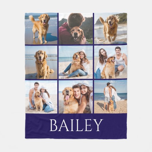 Modern Dog Photo Collage Personalized フリースブランケット (正面)