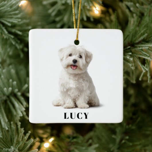 Modern Dog Photo | Merry Christmas Ornament セラミックオーナメント (ツリー)