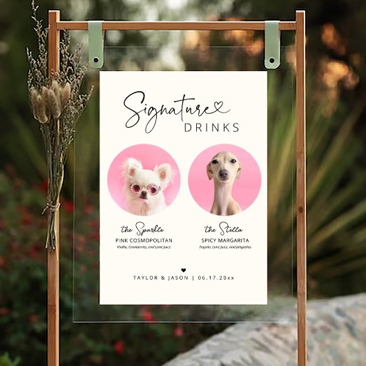 Modern Dog Signature Drinks | Wedding Sign Bar ポスター