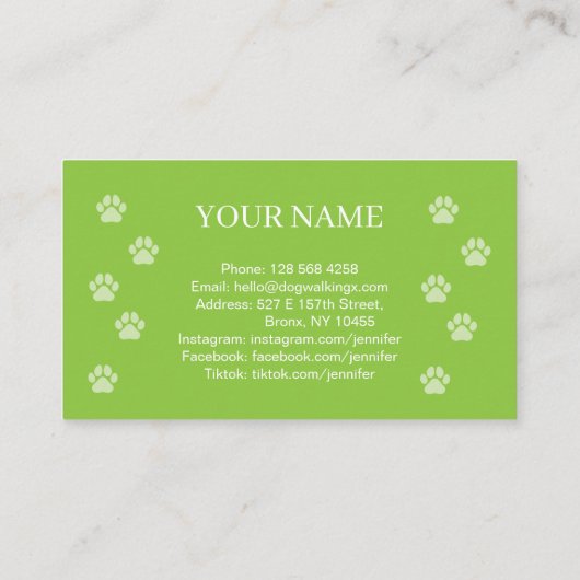 Modern Dog Walker Business Card 名刺 (裏面)