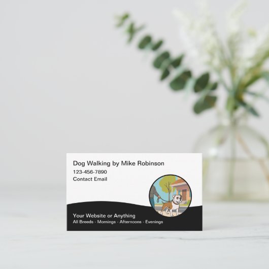 Modern Dog Walking Services Business Cards 名刺 (スタンド正面)