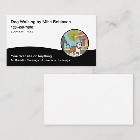 Modern Dog Walking Services Business Cards 名刺 (正面/裏面)