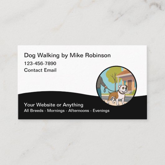 Modern Dog Walking Services Business Cards 名刺 (正面)
