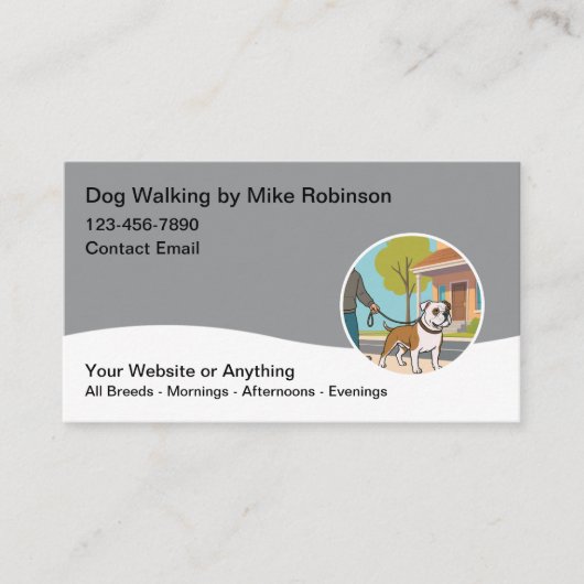 Modern Dog Walking Services Business Cards 名刺 (正面)
