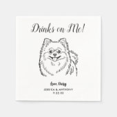 Modern Dog Wedding Cocktail Napkins スタンダードカクテルナプキン (正面)