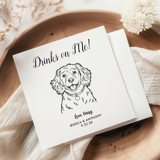 Modern Dog Wedding Cocktail Napkins  スタンダードカクテルナプキン