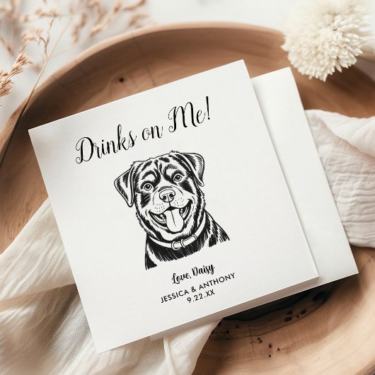 Modern Dog Wedding Cocktail Napkins  スタンダードカクテルナプキン