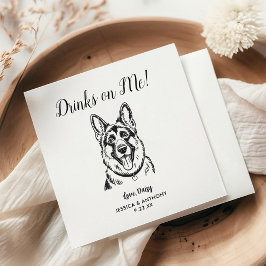 Modern Dog Wedding Cocktail Napkins  スタンダードカクテルナプキン