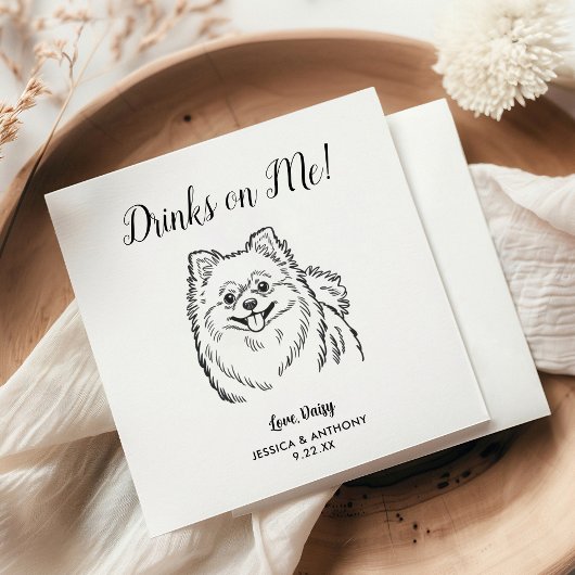 Modern Dog Wedding Cocktail Napkins スタンダードカクテルナプキン